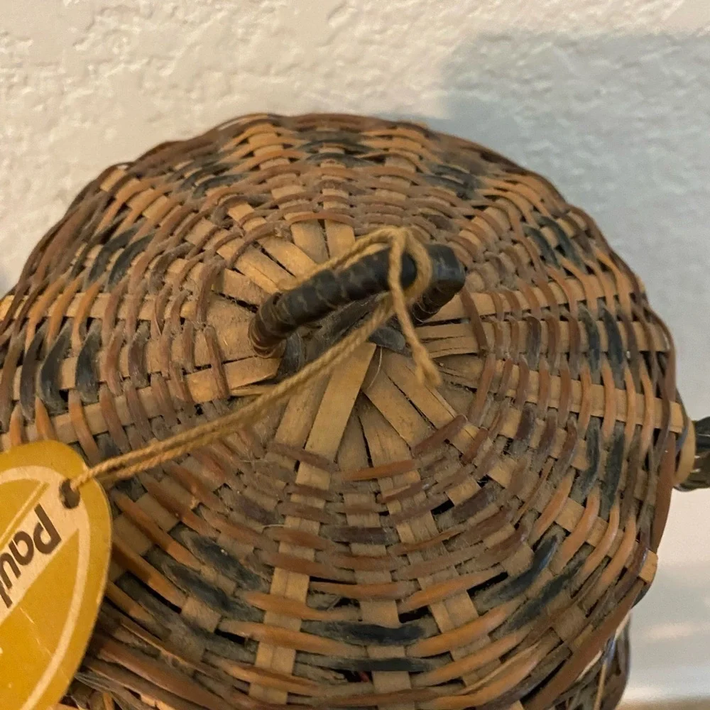 Vintage 80s Paul Marshall Philippines Woven Potpourri Scented Basket with Lid 7”